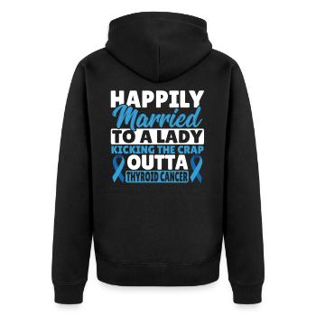 Kicking The Crap Outta Thyroid Cancer Awareness - Unisex Premium Organic Zip Hoodie - black - Back - Nico (187cm)