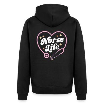 Krankenschwester Leben Retro Vintage Krankenpflege Frauen Krankenschwester Woche - Unisex Premium Bio Zip Hoodie - Schwarz - Hinten - Nico (187cm)
