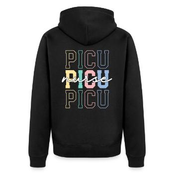 Infirmière de l’USIP Rainbow Retro Soins intensifs pédiatriques - Veste à capuche bio Premium Unisexe - noir - Dos - Nico (187cm)