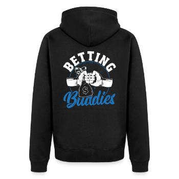 Betting Buddies Sportwetten Parlay Picks - Unisex Premium Bio Zip Hoodie - Schwarz - Hinten - Nico (187cm)