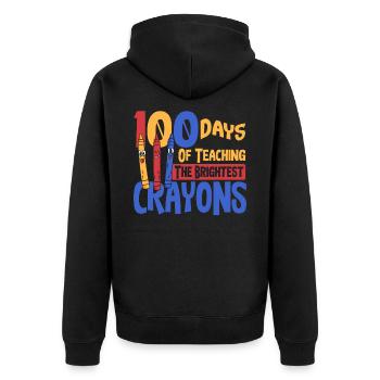 100 Tage Unterricht mit den hellsten Buntstiften - Unisex Premium Bio Zip Hoodie - Schwarz - Hinten - Nico (187cm)