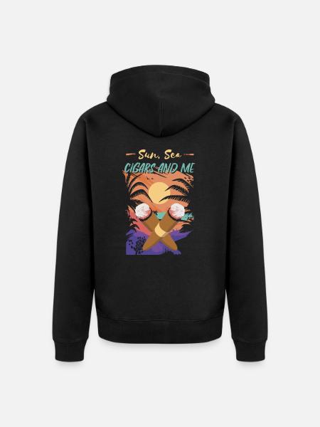 Cigar Smoking Cigars Smoker - Unisex Premium Organic Zip Hoodie - black