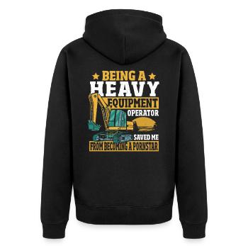 Heavy Equipment Operator rettete mich davor, ein - Unisex Premium Bio Zip Hoodie - Schwarz - Hinten - Nico (187cm)