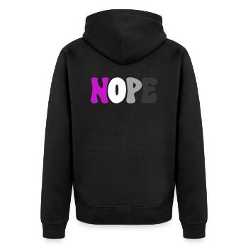 Nope Asexuality Pride Month Ace Aromantic Aro - Unisex Premium Bio Zip Hoodie - Schwarz - Hinten - Nico (187cm)