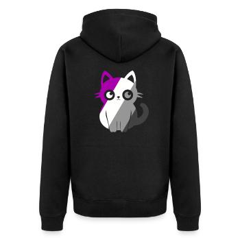 Niedliche Ace Cat Asexual Pride Month Niedliche Kawaii LGBT - Unisex Premium Bio Zip Hoodie - Schwarz - Hinten - Nico (187cm)