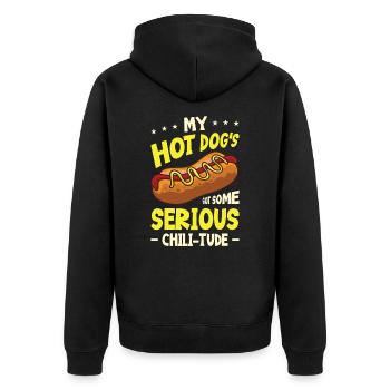Chili Dog Hot dog Sausage Fastfood - Unisex Premium Organic Zip Hoodie - black - Back - Nico (187cm)