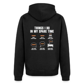 Zigarre Rauchen Zigarren Raucher - Unisex Premium Bio Zip Hoodie - Schwarz - Hinten - Nico (187cm)