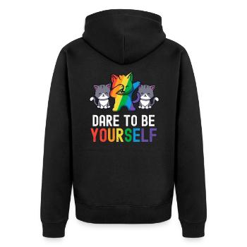 Osez être vous-même LGBT Mignon Gay Kawaii Arc-en-ciel - Veste à capuche bio Premium Unisexe - noir - Dos - Nico (187cm)