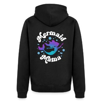 Mermaid Mama Themed Party Mom of the Mermaid - Unisex Premium Organic Zip Hoodie - black - Back - Nico (187cm)