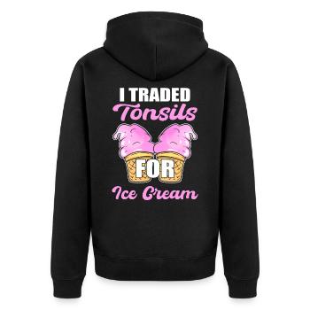 Tonsillectomy I Traded Tonsils For Ice Cream - Unisex Premium Organic Zip Hoodie - black - Back - Nico (187cm)