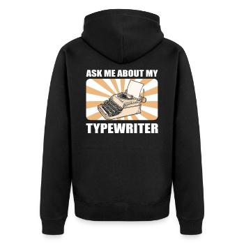 Schreibmaschinenautor Fragen Sie mich nach meiner - Unisex Premium Bio Zip Hoodie - Schwarz - Hinten - Nico (187cm)