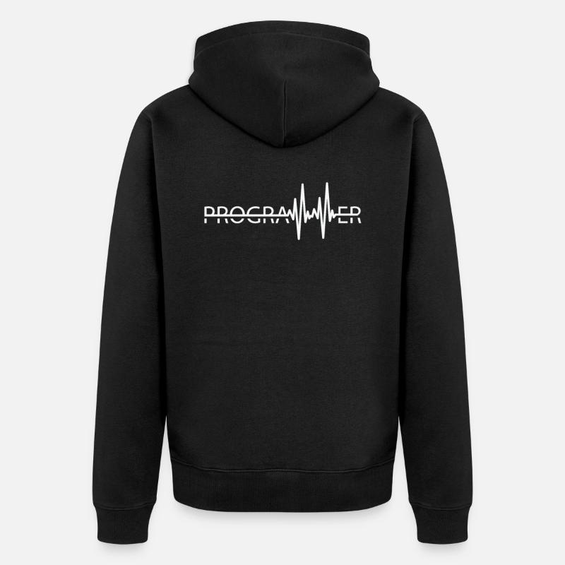 Programmierer Heartbeat Programmierung Coder - Unisex Premium Bio Zip Hoodie - Schwarz