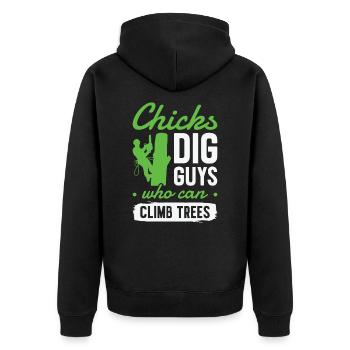 Arboriculteur, coupe-arbres, tronçonneuse, bûcheron - Veste à capuche bio Premium Unisexe - noir - Dos - Nico (187cm)