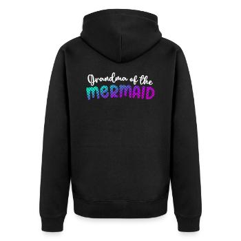 Oma Von Der Meerjungfrau Mädchen Familie Matching - Unisex Premium Bio Zip Hoodie - Schwarz - Hinten - Nico (187cm)