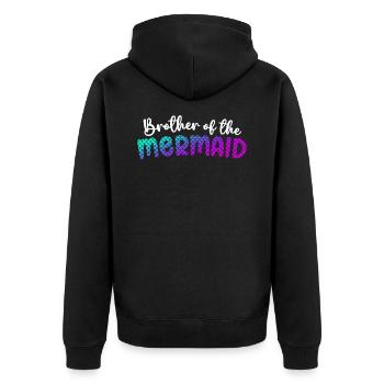 Brother Of The Mermaid Girl Family Matching - Unisex Premium Organic Zip Hoodie - black - Back - Nico (187cm)