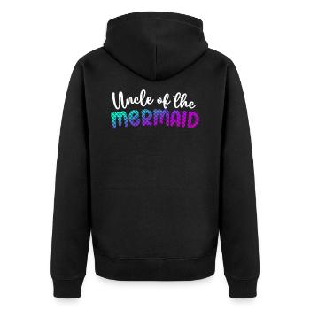 Uncle Of The Mermaid Girl Family Matching Mermaid - Unisex Premium Organic Zip Hoodie - black - Back - Nico (187cm)
