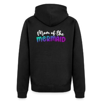 Mom Of The Mermaid Girl Family Matching Mermaid - Unisex Premium Organic Zip Hoodie - black - Back - Nico (187cm)