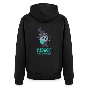 Mignon magicien chaton magique drôle de joueur - Veste à capuche bio Premium Unisexe - noir - Dos - Nico (187cm)
