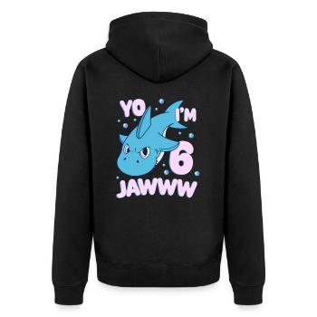 Lustiger Hai Zum 6. Geburtstag Haifisch Kinder - Unisex Premium Bio Zip Hoodie - Schwarz - Hinten - Nico (187cm)