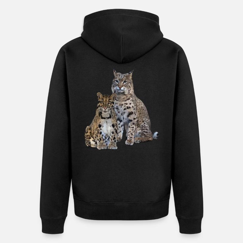 Nebelparder und Luchs - Unisex Premium Bio Zip Hoodie - Schwarz