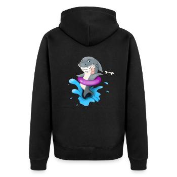 Drôle de requin autour de vacances avec des touristes - Veste à capuche bio Premium Unisexe - noir - Dos - Nico (187cm)