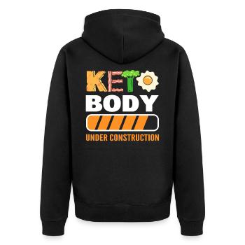 Keto Body Under Construction Keto Diet Ketogenic - Unisex Premium Organic Zip Hoodie - black - Back - Nico (187cm)