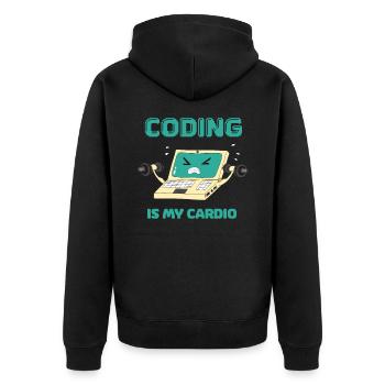 Programmierer Coding Fitness Lustiges Informatiker - Unisex Premium Bio Zip Hoodie - Schwarz - Hinten - Nico (187cm)
