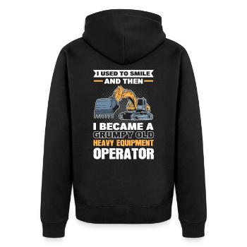 I Used To Smile Then Became Grumpy Heavy - Unisex Premium Organic Zip Hoodie - black - Back - Nico (187cm)