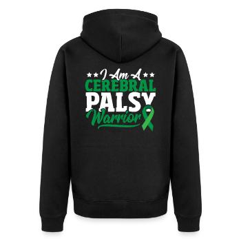 I Am A Cerebral Palsy Warrior Cerebral Palsy - Unisex Premium Organic Zip Hoodie - black - Back - Nico (187cm)