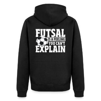 Futsal ist ein Gefühl, das man nicht erklären - Unisex Premium Bio Zip Hoodie - Schwarz - Hinten - Nico (187cm)