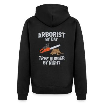 Arboriculteur, coupe-arbres, tronçonneuse, bûcheron - Veste à capuche bio Premium Unisexe - noir - Dos - Nico (187cm)