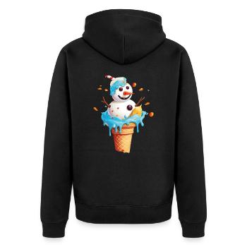 Weihnachten im Juli Schneemann Eiscreme Eis - Unisex Premium Bio Zip Hoodie - Schwarz - Hinten - Nico (187cm)