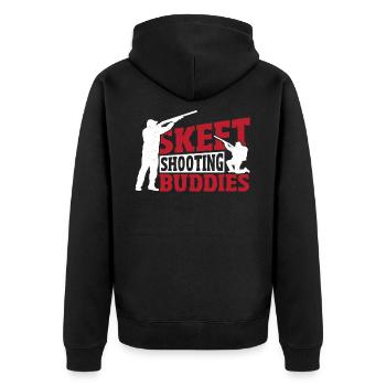 Skeet Shooting Buddies Skeet Shooter Clay Target - Unisex Premium Bio Zip Hoodie - Schwarz - Hinten - Nico (187cm)