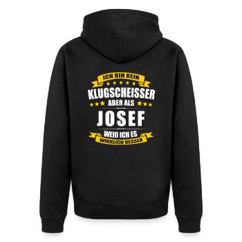 Name Josef Vorname Klugscheisser Namenstag - Unisex Premium Bio Zip Hoodie - Schwarz - Hinten - Nico (187cm)