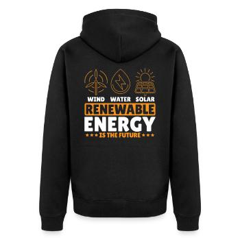 Wind Wasser Solar Erneuerbare Energie ist die - Unisex Premium Bio Zip Hoodie - Schwarz - Hinten - Nico (187cm)