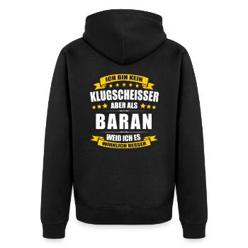 Name Baran Vorname Klugscheisser Namenstag - Unisex Premium Bio Zip Hoodie - Schwarz - Hinten - Nico (187cm)
