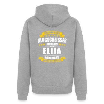 Name Elija Vorname Klugscheisser Namenstag - Unisex Premium Bio Zip Hoodie - Grau meliert - Hinten - Nico (187cm)