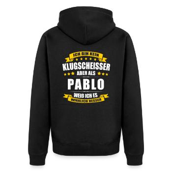 Name Pablo Vorname Klugscheisser Namenstag - Unisex Premium Bio Zip Hoodie - Schwarz - Hinten - Nico (187cm)