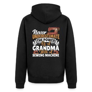 Unterschätze niemals eine Oma mit einer - Unisex Premium Bio Zip Hoodie - Schwarz - Hinten - Nico (187cm)