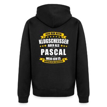 Name Pascal Vorname Klugscheisser Namenstag - Unisex Premium Bio Zip Hoodie - Schwarz - Hinten - Nico (187cm)
