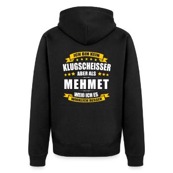 Name Mehmet Vorname Klugscheisser Namenstag - Unisex Premium Bio Zip Hoodie - Schwarz - Hinten - Nico (187cm)