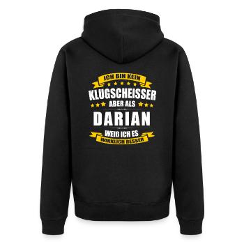 Name Darian Vorname Klugscheisser Namenstag - Unisex Premium Bio Zip Hoodie - Schwarz - Hinten - Nico (187cm)