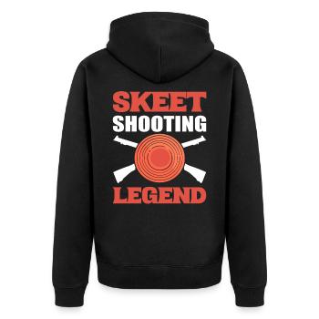 Skeetschieß-Legende Skeetschütze Tonträgerscheibe - Unisex Premium Bio Zip Hoodie - Schwarz - Hinten - Nico (187cm)