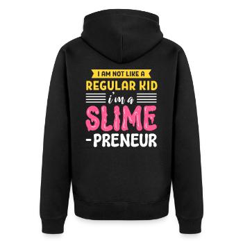 Ich bin nicht wie ein normales Kind, ich bin ein - Unisex Premium Bio Zip Hoodie - Schwarz - Hinten - Nico (187cm)