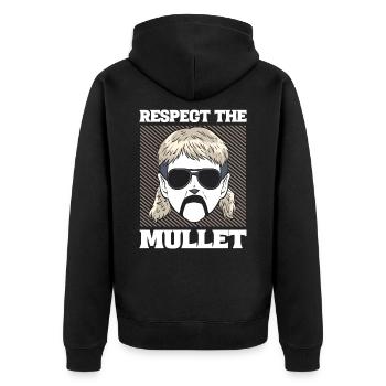 Respect The Mullet - Unisex Premium Organic Zip Hoodie - black - Back - Nico (187cm)