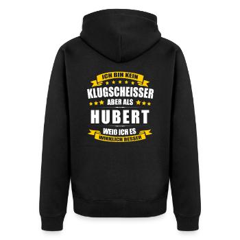 Name Hubert Vorname Klugscheisser Namenstag - Unisex Premium Bio Zip Hoodie - Schwarz - Hinten - Nico (187cm)