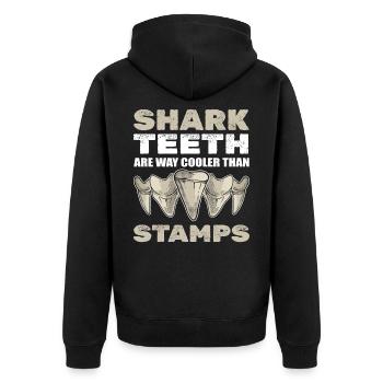 Les dents de requin sont beaucoup plus froides que les timbres - Veste à capuche bio Premium Unisexe - noir - Dos - Nico (187cm)