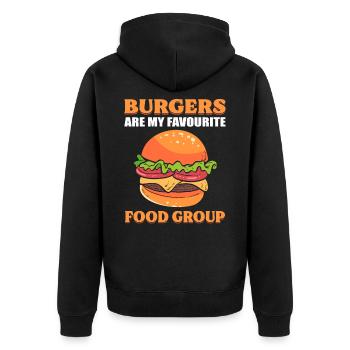 Burger sind meine Lieblingsnahrungsgruppe - Unisex Premium Bio Zip Hoodie - Schwarz - Hinten - Nico (187cm)