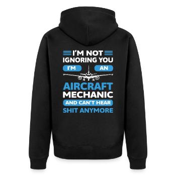 Ich ignoriere dich nicht, ich bin ein - Unisex Premium Bio Zip Hoodie - Schwarz - Hinten - Nico (187cm)