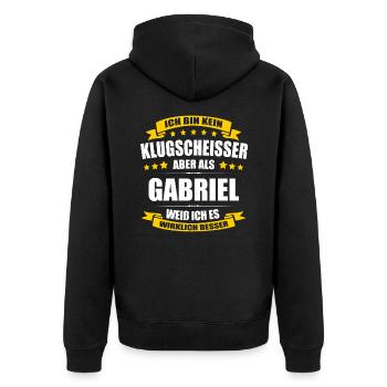 Name Gabriel Vorname Klugscheisser Namenstag - Unisex Premium Bio Zip Hoodie - Schwarz - Hinten - Nico (187cm)